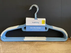 €€ New Set/7 Blue Nonslip Hangers Rotating Hook Wet/Dry Use Lightweight