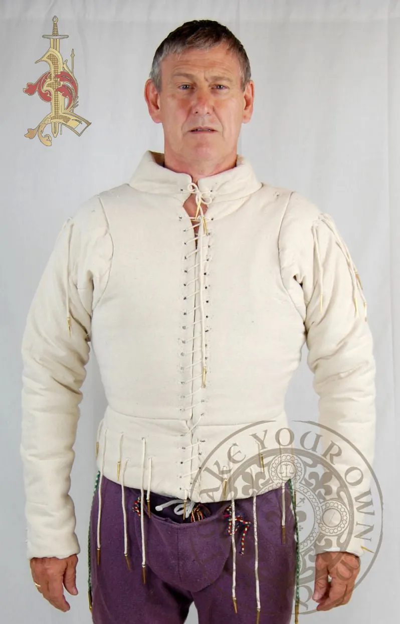 15th Century Arming Doublet With Aglets - Black, White and Red