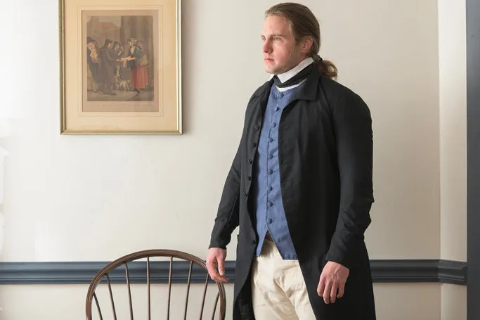 1770's Linen Frock Coat - Falling Collar | Black