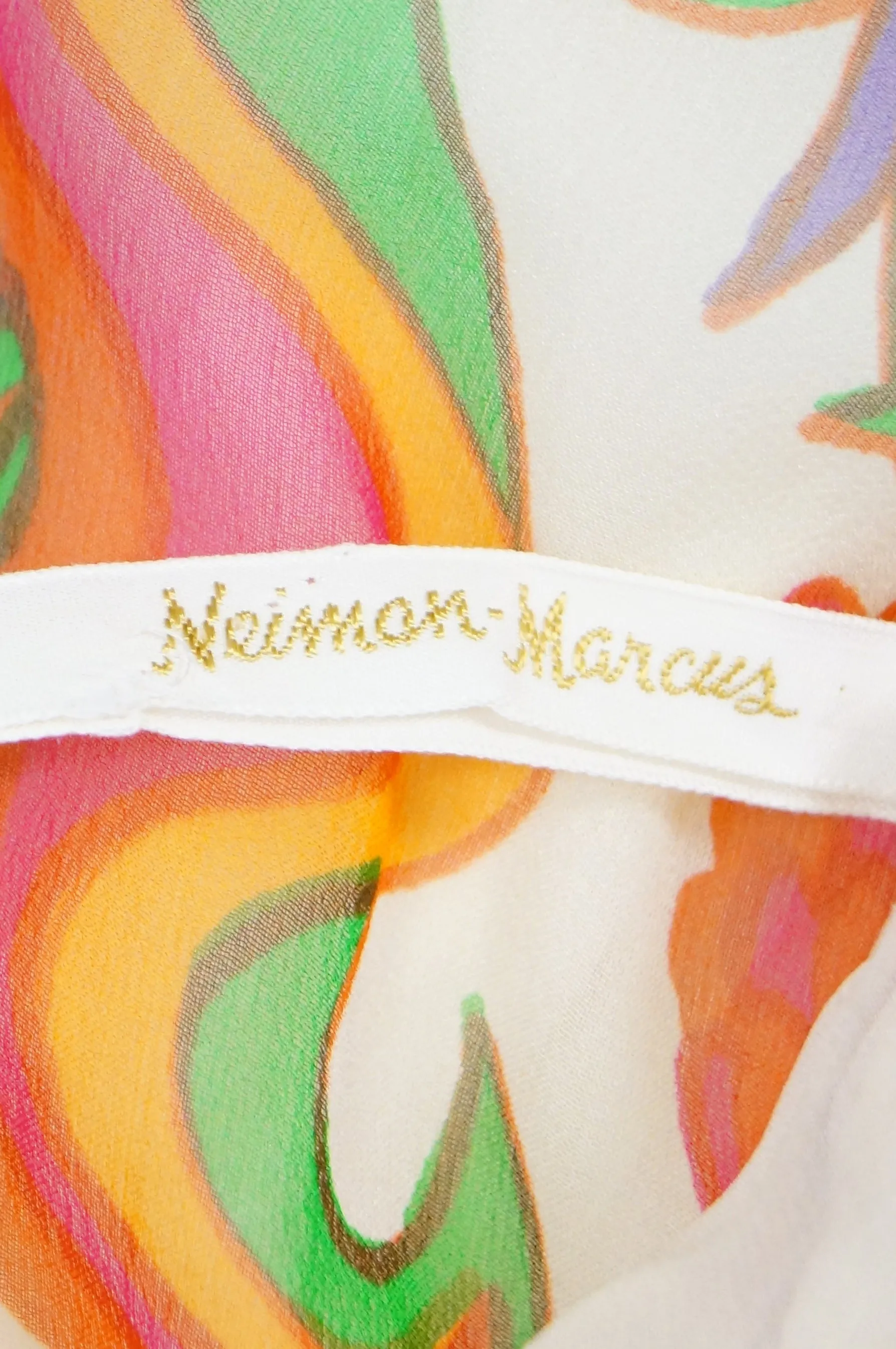 1970s Neiman Marcus Floral Silk Chiffon Maxi Dress