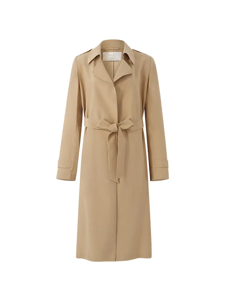 22 Momme Mulberry Silk Wrapped Women Trench Coat With Belt