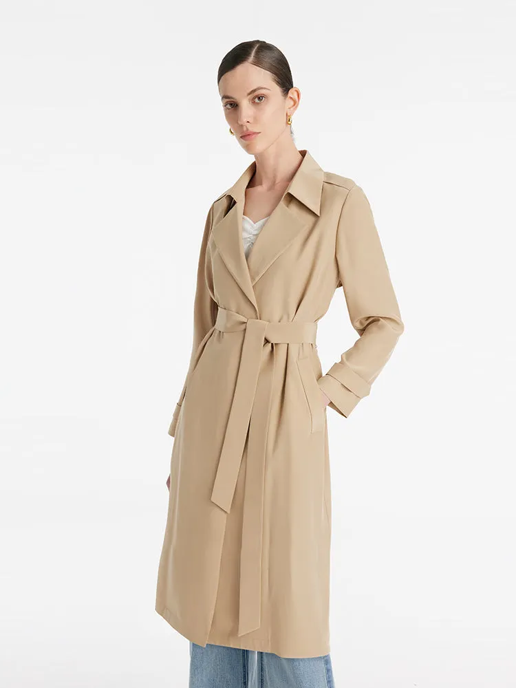 22 Momme Mulberry Silk Wrapped Women Trench Coat With Belt