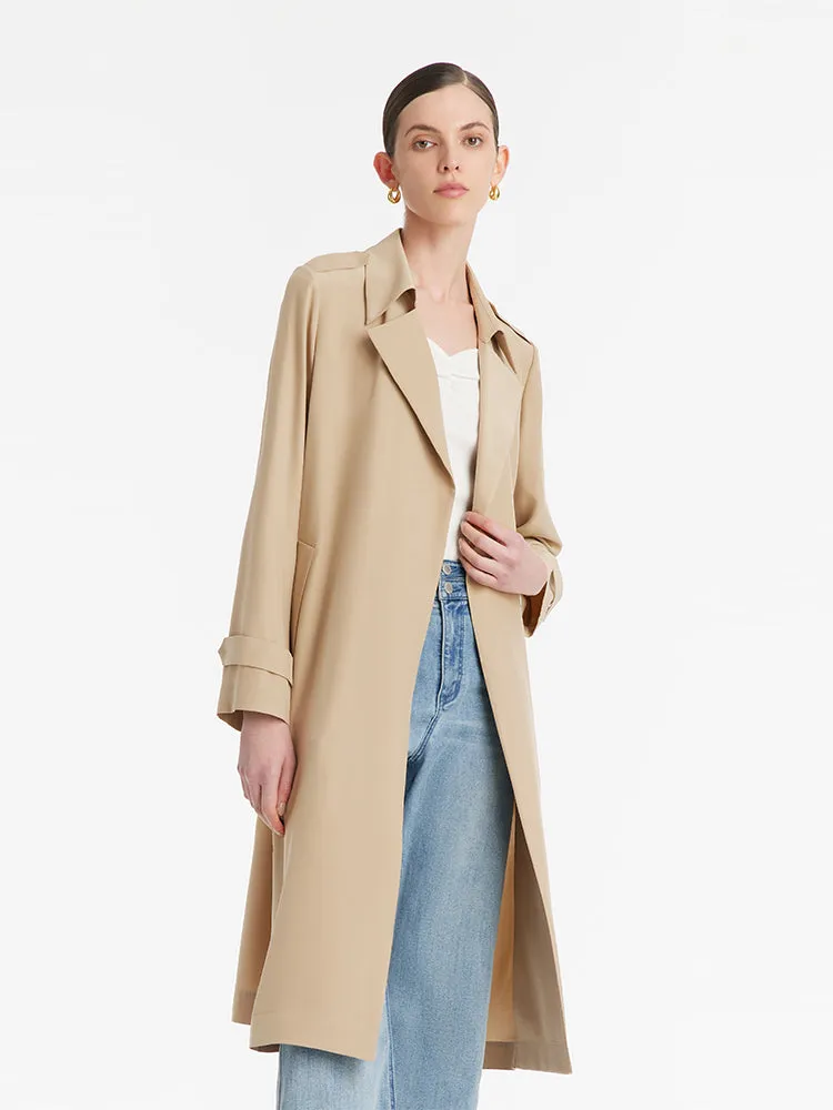 22 Momme Mulberry Silk Wrapped Women Trench Coat With Belt