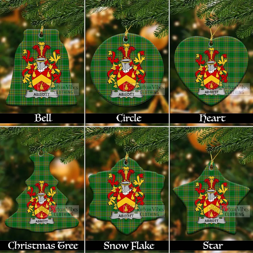 Abbott Irish Clan Tartan Christmas Ceramic Ornament with Coat of Arms