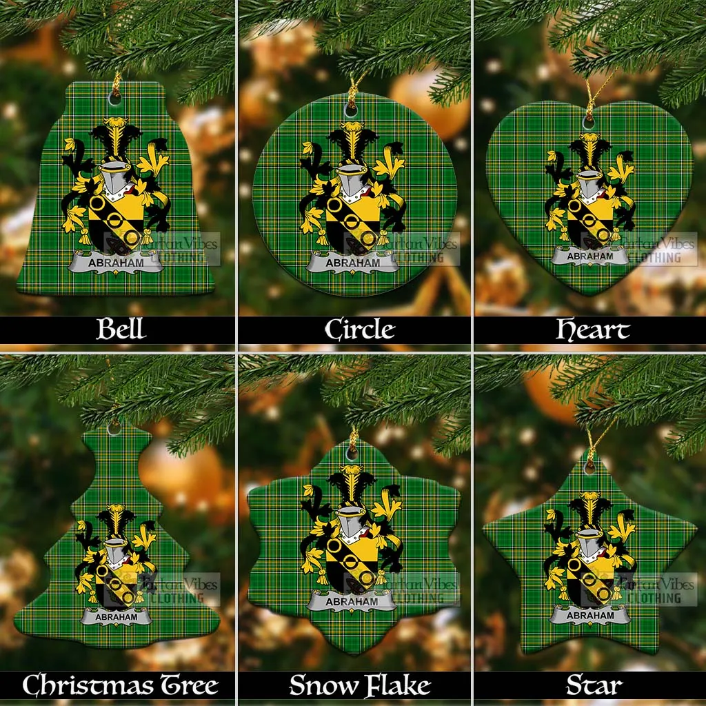 Abraham Irish Clan Tartan Christmas Ceramic Ornament with Coat of Arms