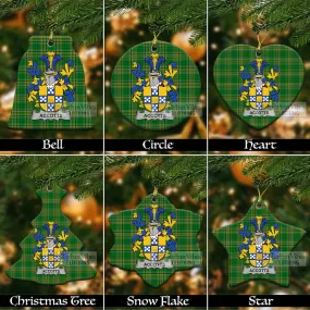 Accotts Irish Clan Tartan Christmas Ceramic Ornament with Coat of Arms