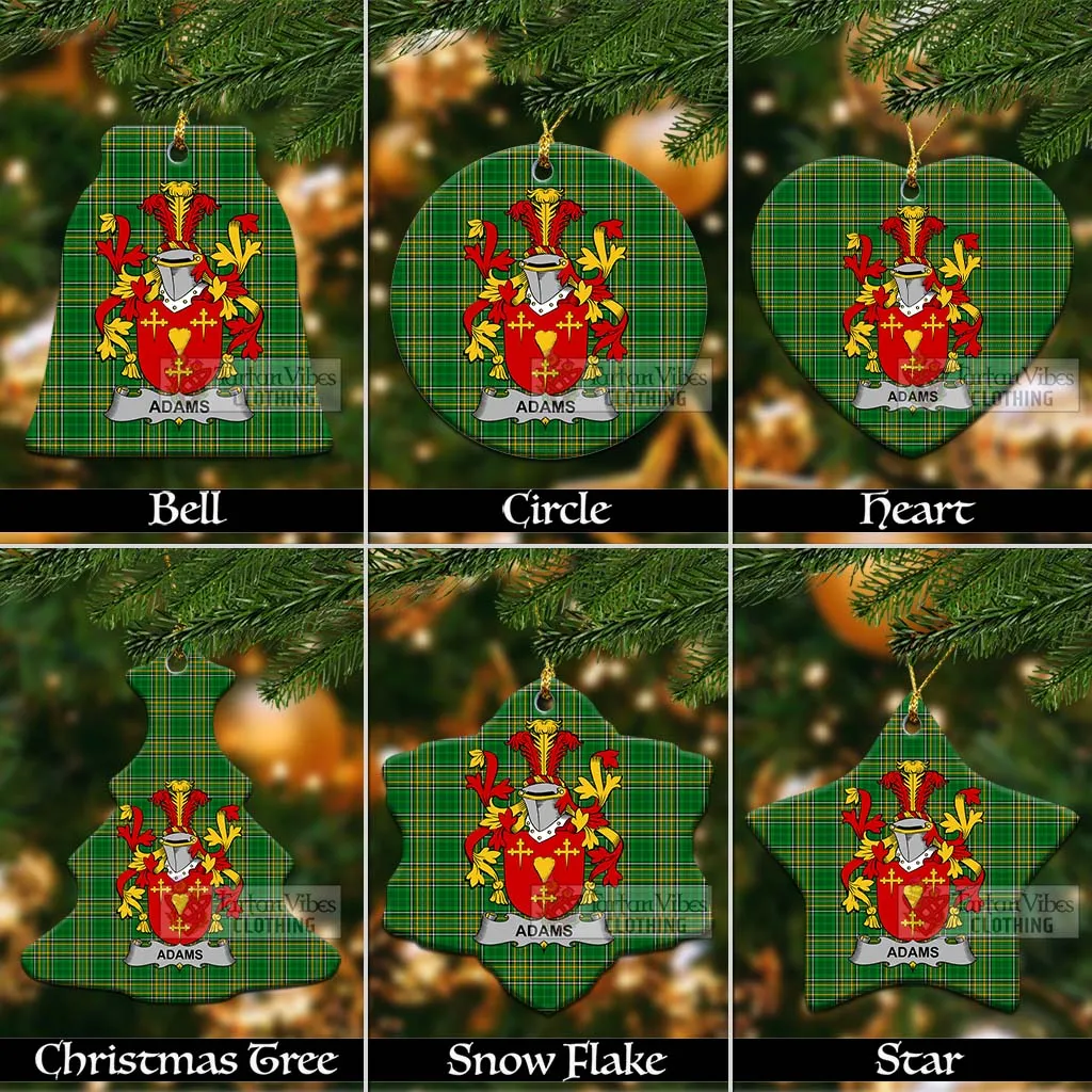 Adams Irish Clan Tartan Christmas Ceramic Ornament with Coat of Arms