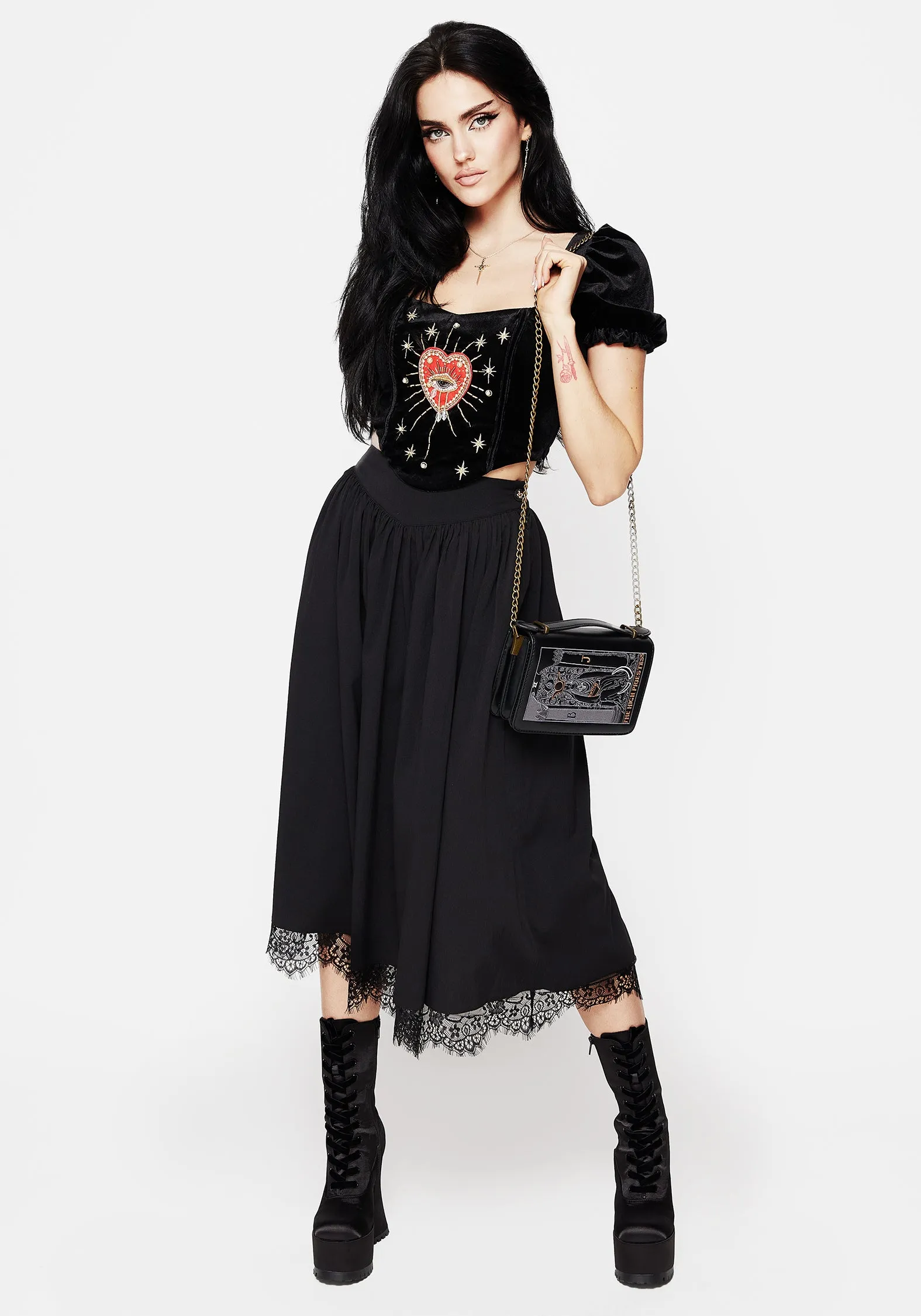 Alcina Lace Hem Midi Skirt