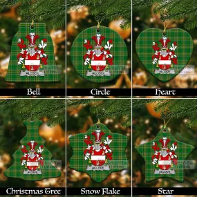 Alcock Irish Clan Tartan Christmas Ceramic Ornament with Coat of Arms