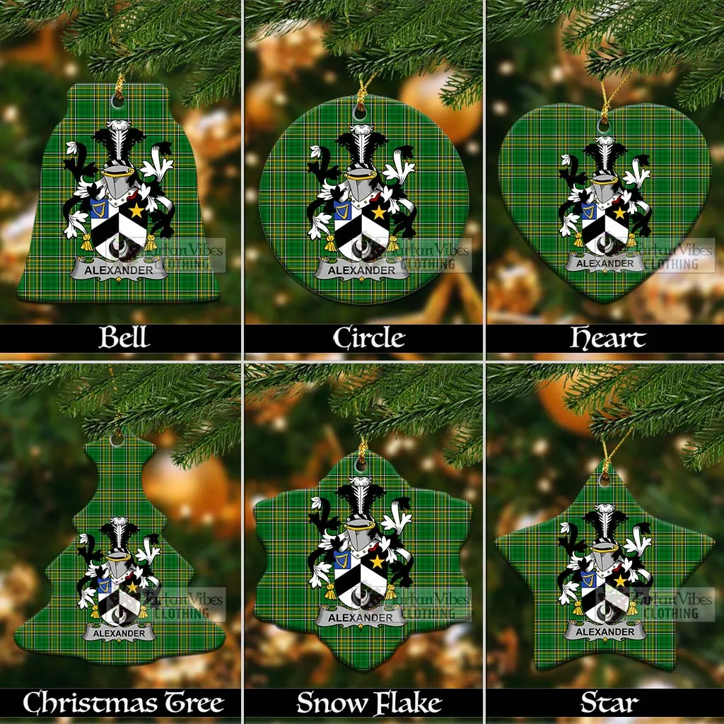 Alexander Irish Clan Tartan Christmas Ceramic Ornament with Coat of Arms