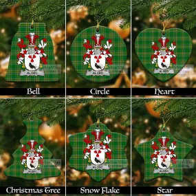 Algeo Irish Clan Tartan Christmas Ceramic Ornament with Coat of Arms