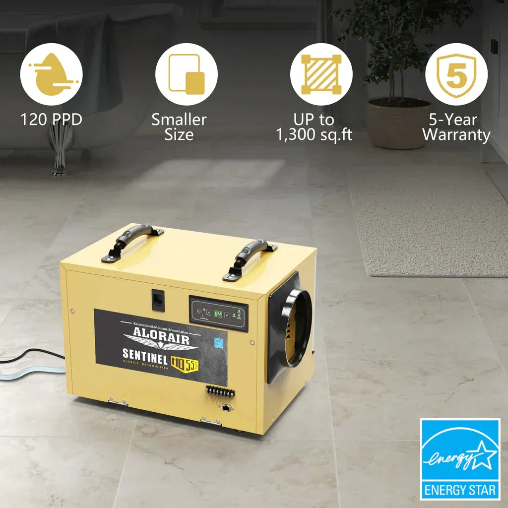 AlorAir Sentinel HD55S 120 PPD Dehumidifier in Gold for Basement, Crawl Space, Commercial Use