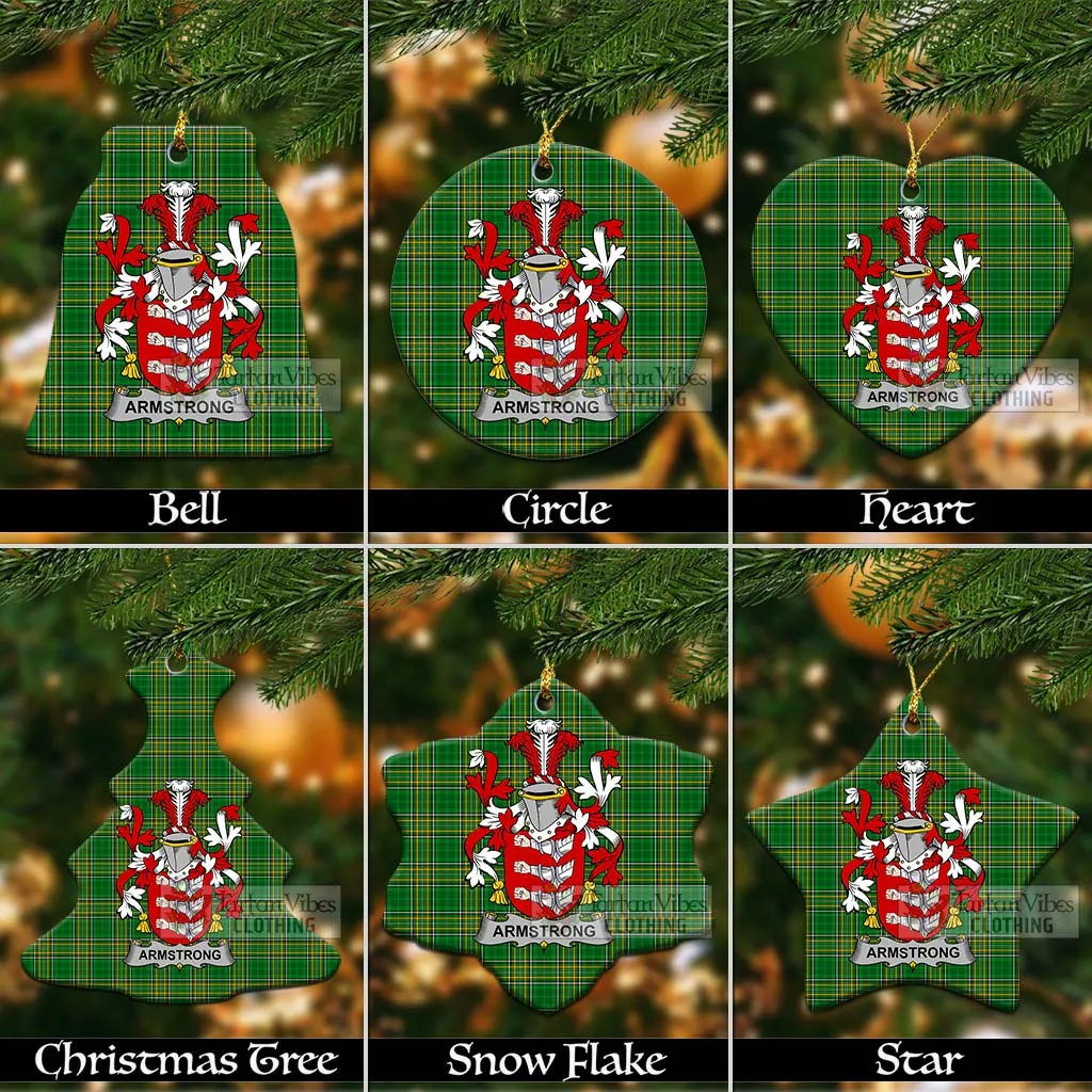 Armstrong Irish Clan Tartan Christmas Ceramic Ornament with Coat of Arms