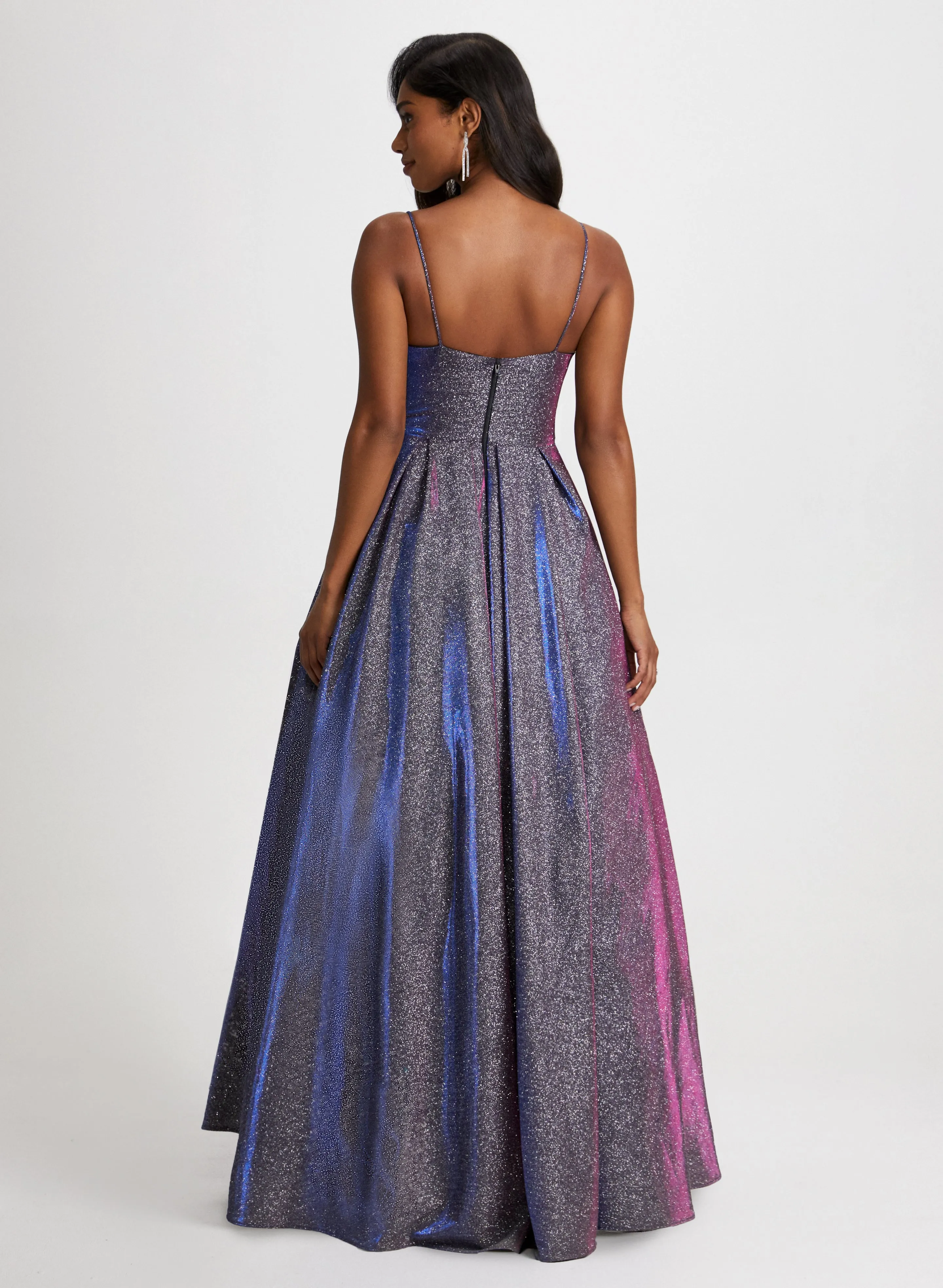 Asymmetrical Metallic Ballgown