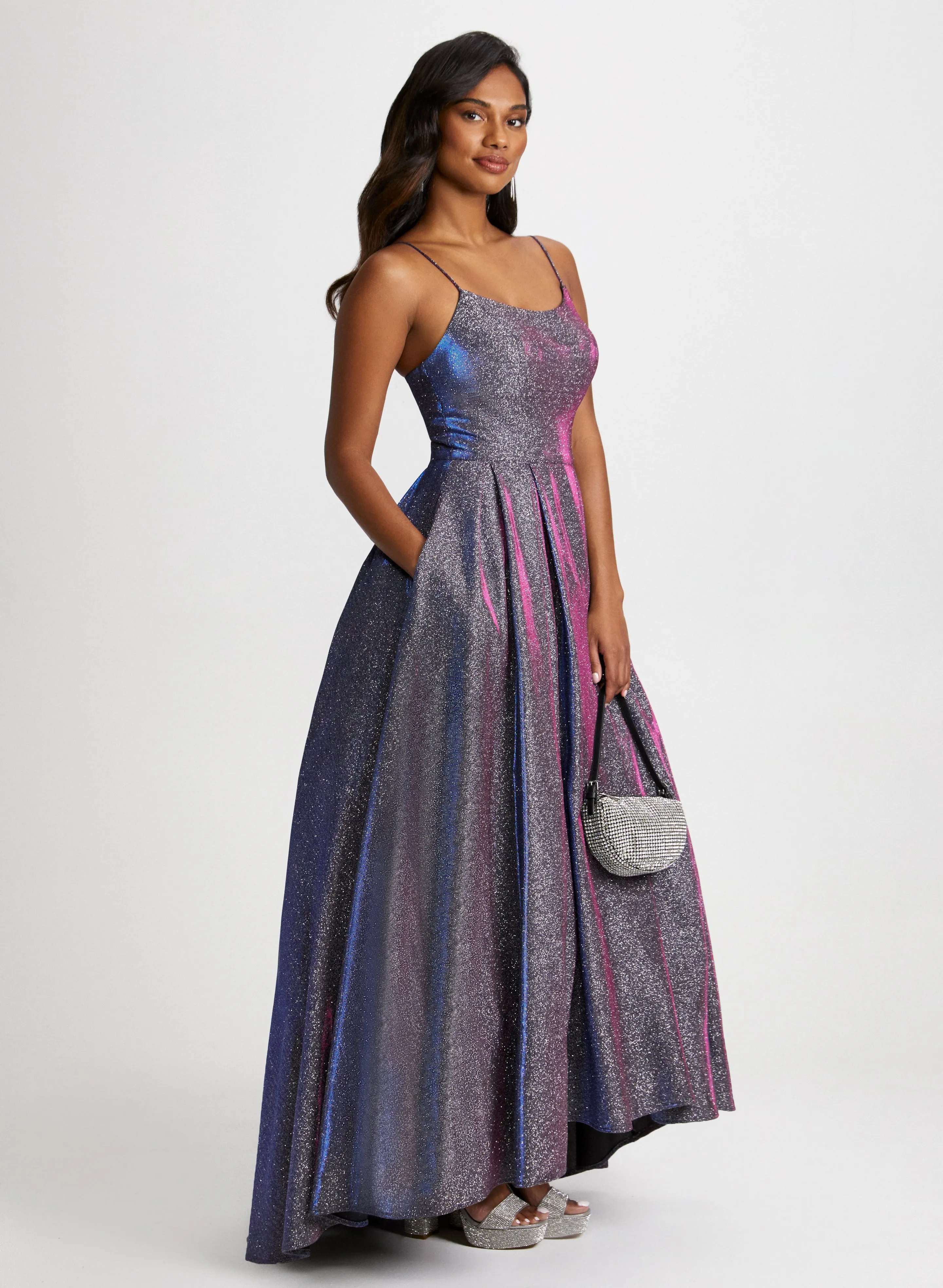 Asymmetrical Metallic Ballgown