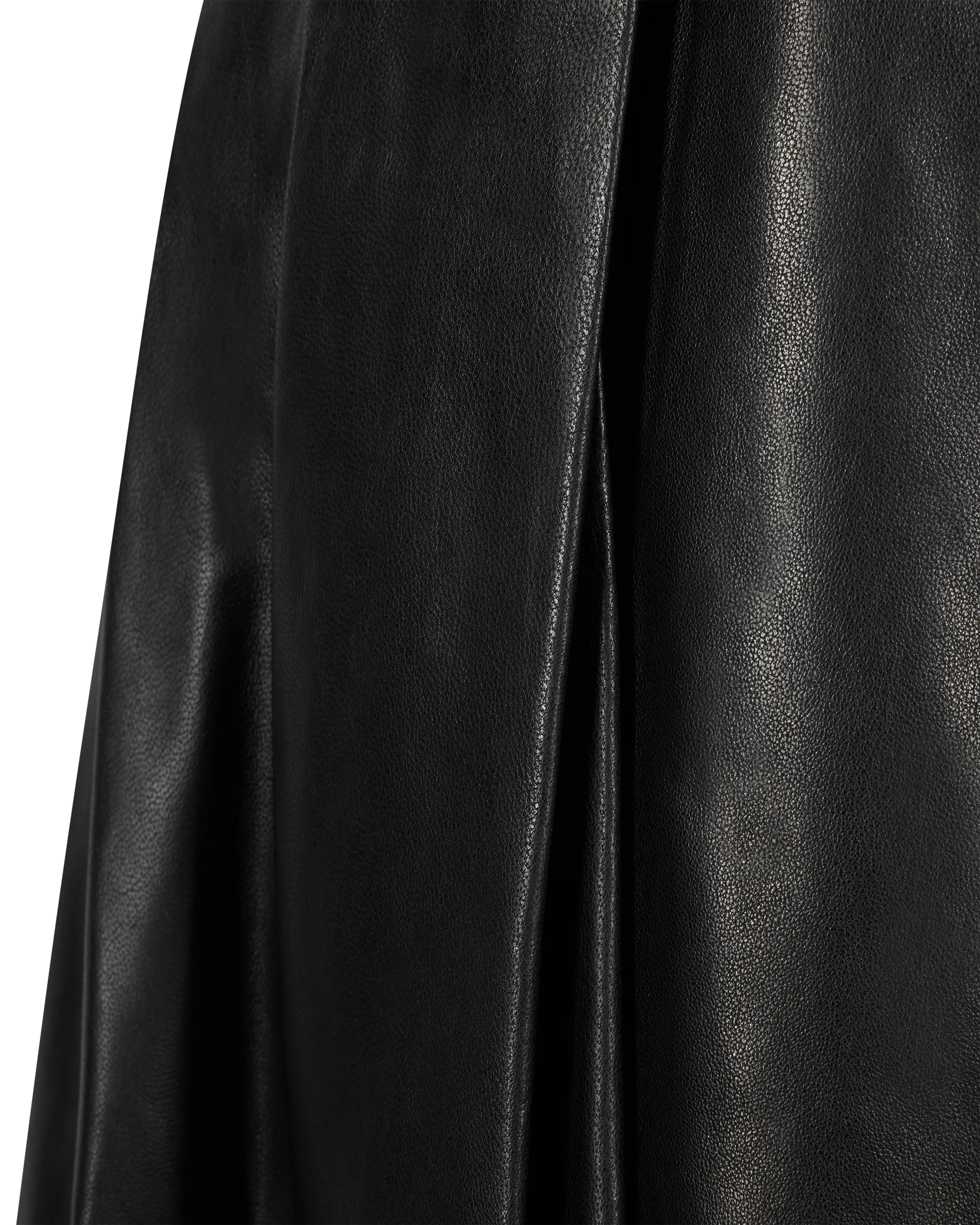 Asymmetrical Pleated Midi Leather Skirt