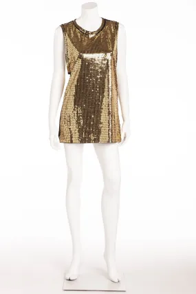 Balmain - Gold Sequin Sleeveless Tank Top - FR 40