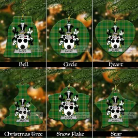 Basile Irish Clan Tartan Christmas Ceramic Ornament with Coat of Arms