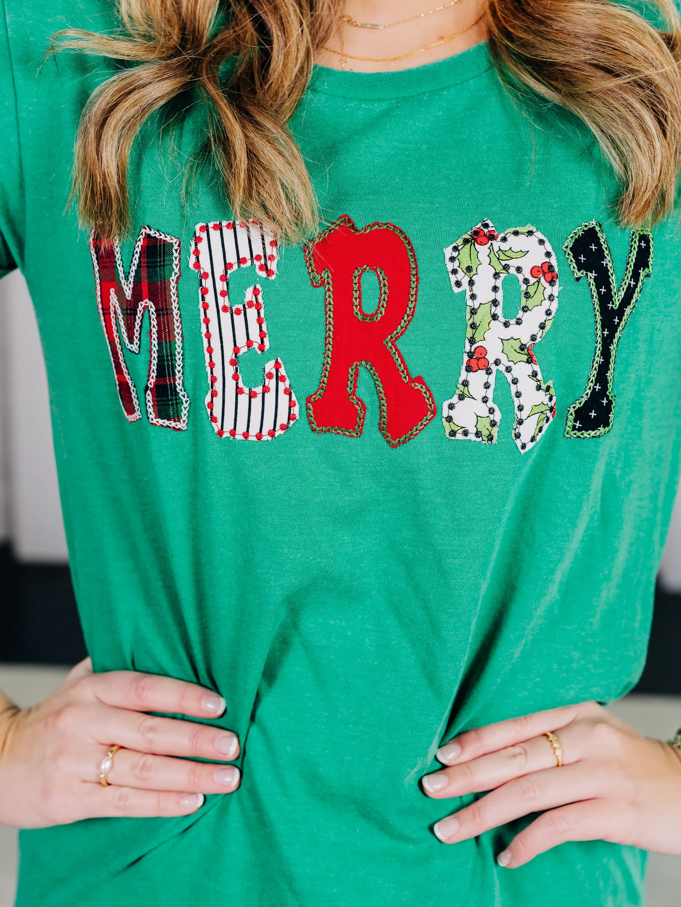 Be Merry Short Sleeves Green Tee