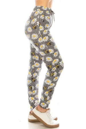 Bee & Daisy Print Soft Lounge Jogger Pants