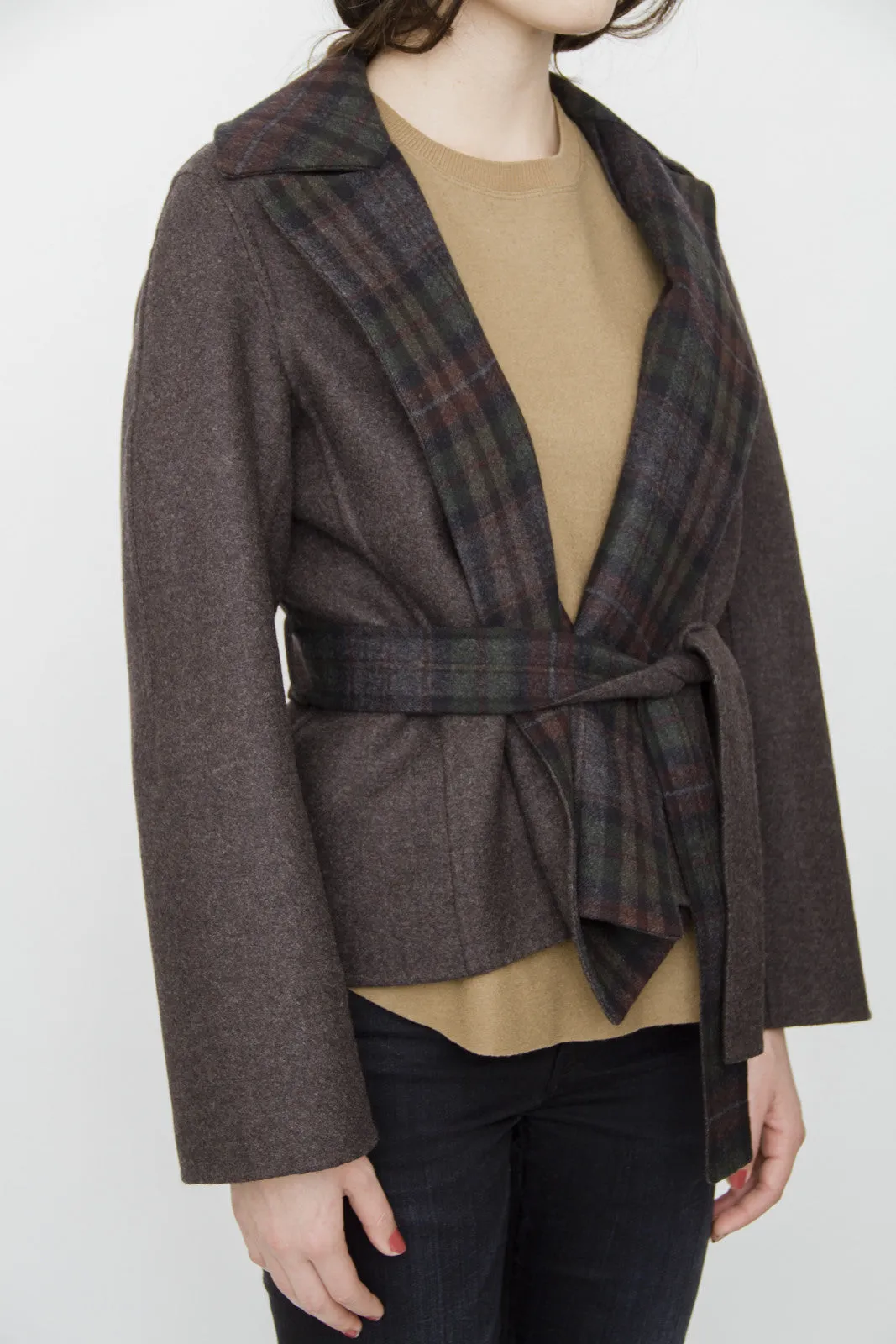 BELTED WOOL CAPELET