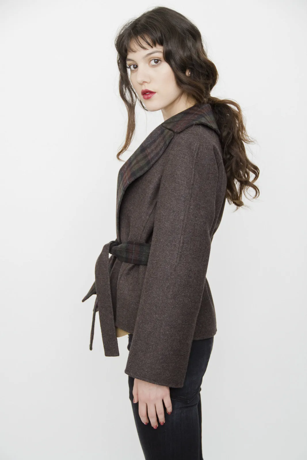 BELTED WOOL CAPELET