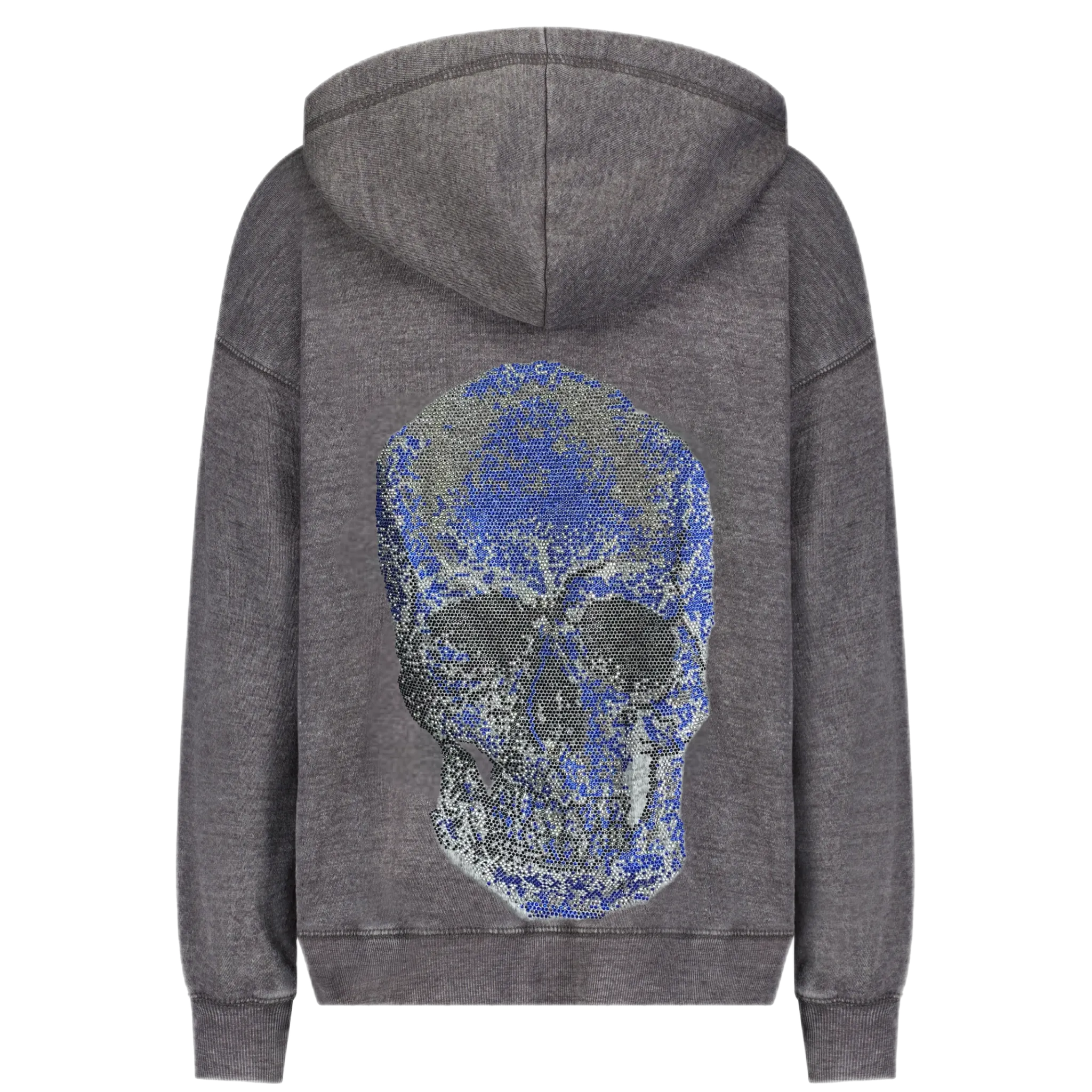 Big Skull Zip Up Grey Hoodie Sweatshirt