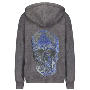 Big Skull Zip Up Grey Hoodie Sweatshirt