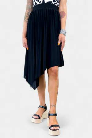 Black Asymmetrical Pleated Skirt