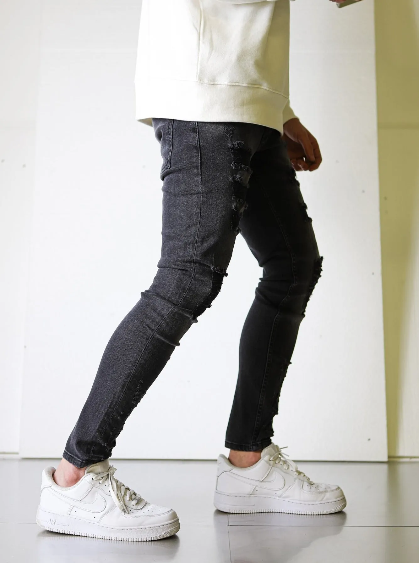 Black Fade Ripped Skinny Jeans