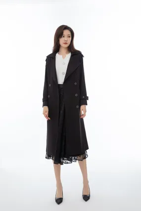 Black Long Trench Coats With Belt