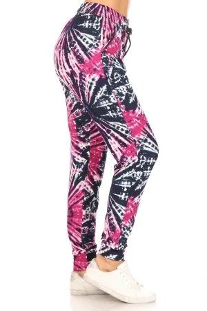 Black Magneta Tie Dye Print Soft Lounge Jogger Pants