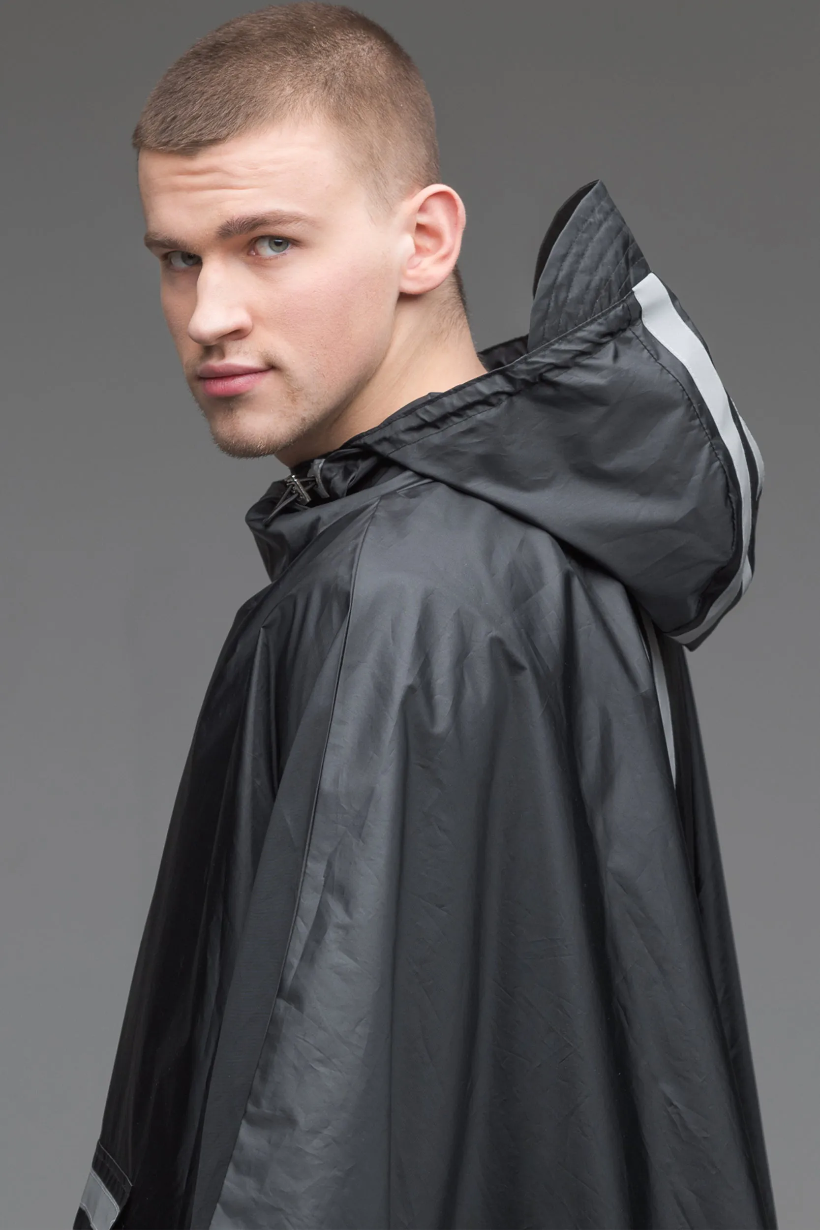 Black poncho raincoat