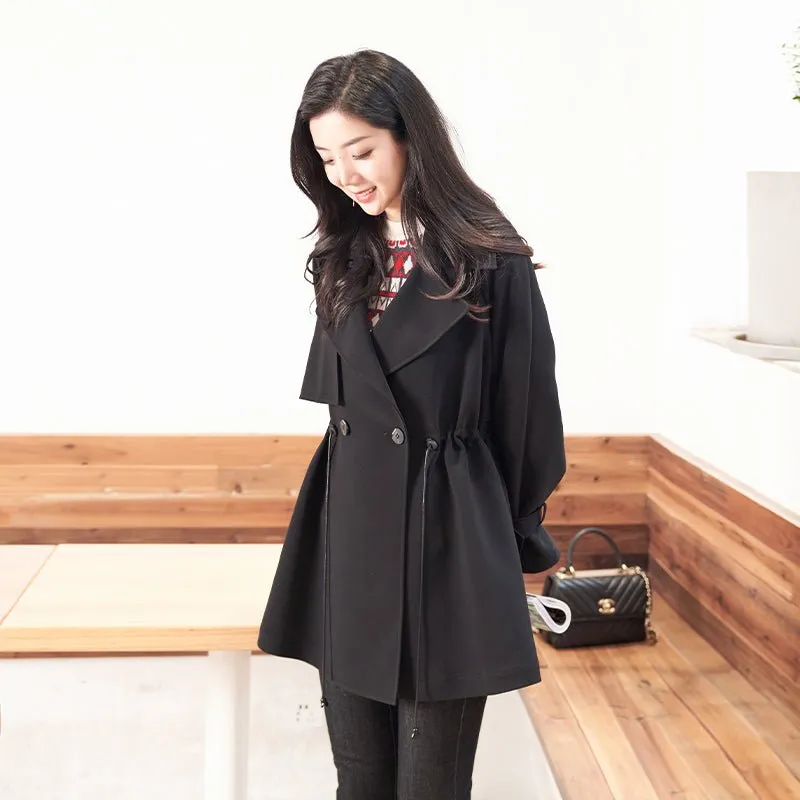 Black Short Belted Trench Coats