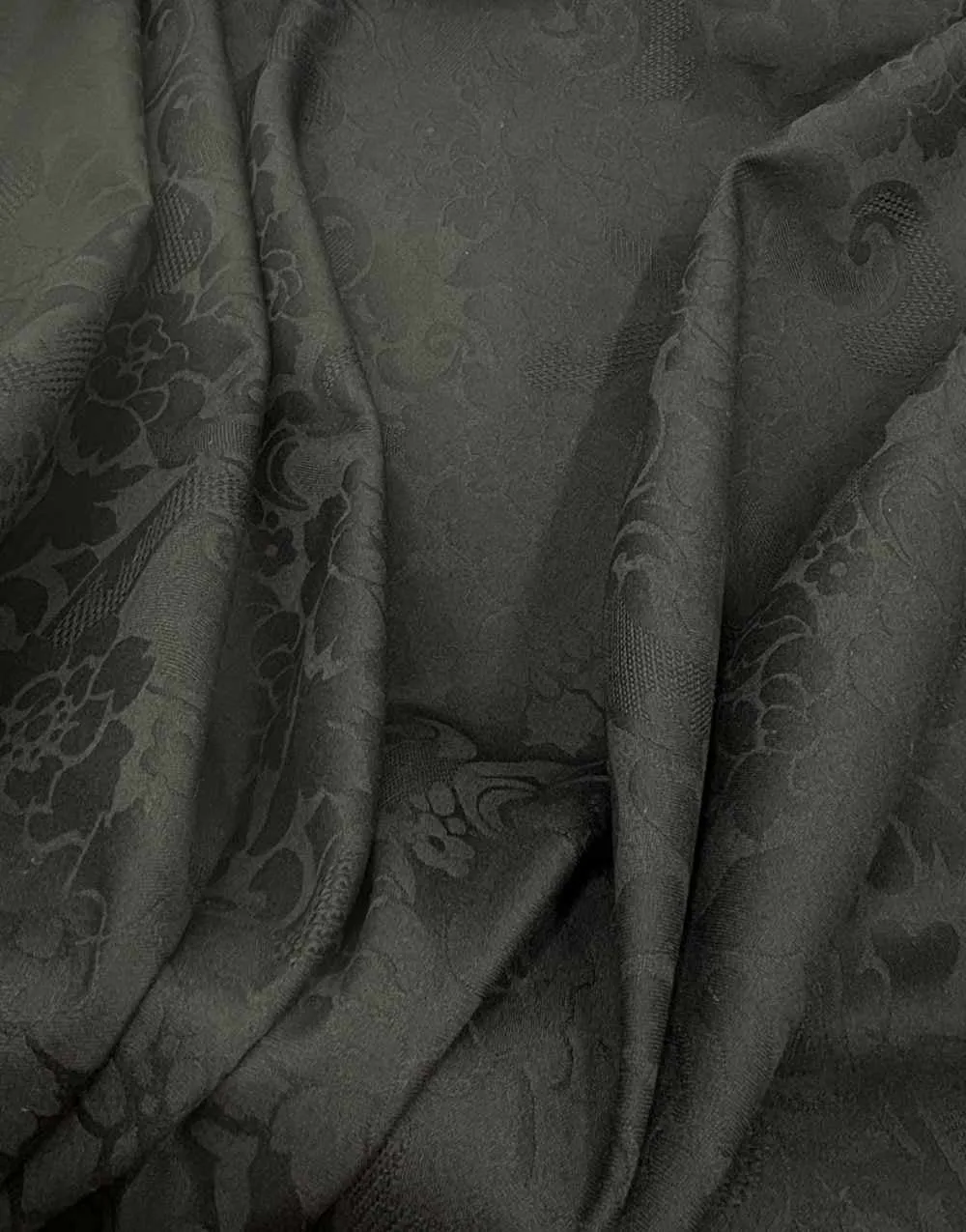 Black Wool Damask Fabric