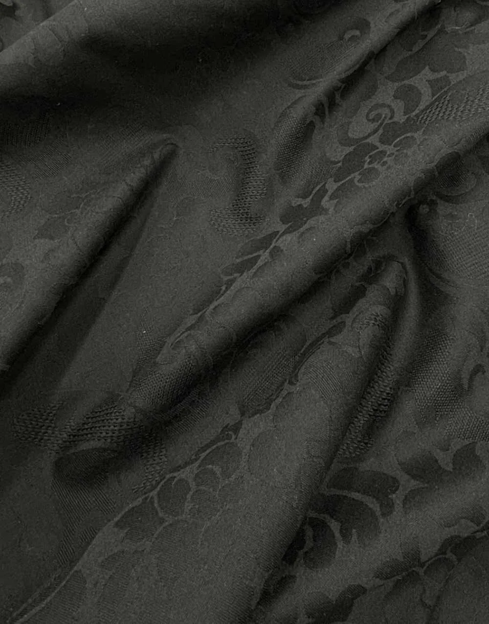 Black Wool Damask Fabric