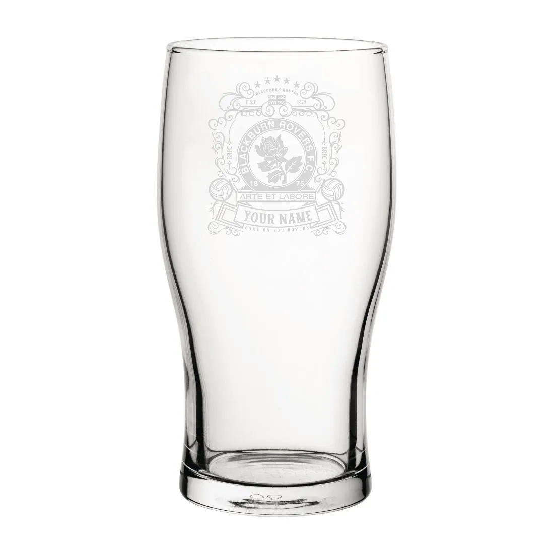 Blackburn Rovers Coat Of Arms Custom Pint Glass