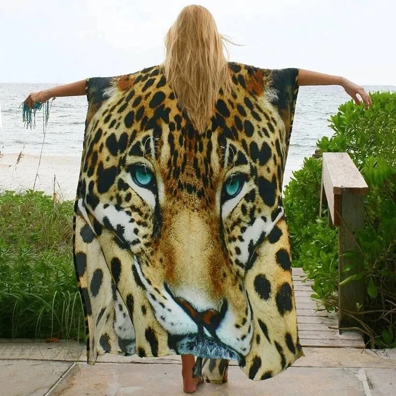 Bohemian Tribal Tiger Print Dye Kimono