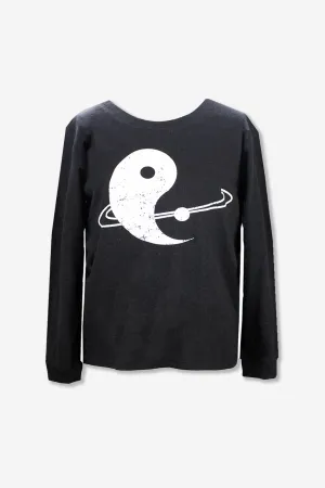 Boys Crew Neck Graphic Top - Black Yin-Yang Planet