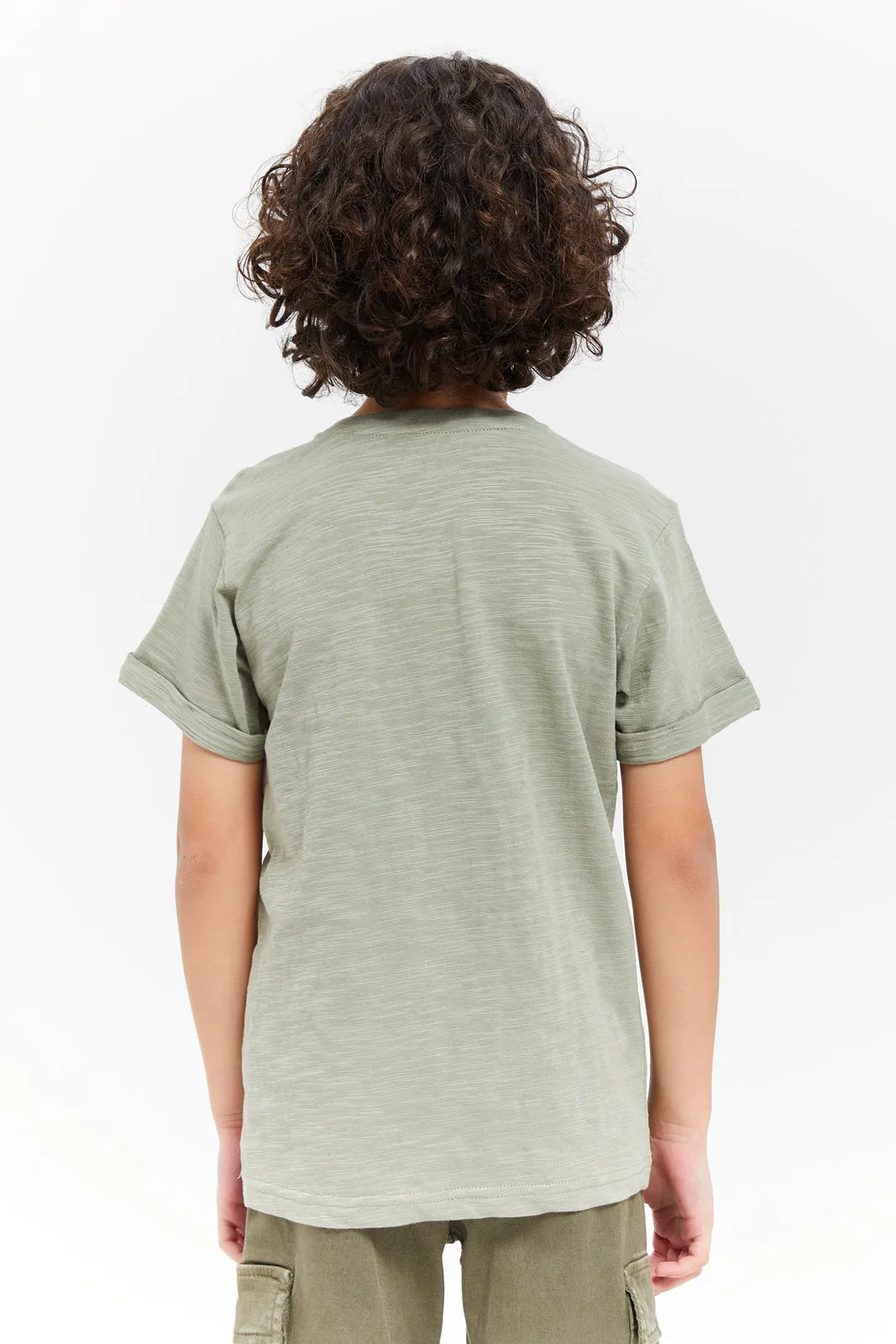 Boys Olive Henley T-Shirt