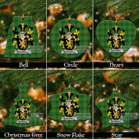 Bramhall Irish Clan Tartan Christmas Ceramic Ornament with Coat of Arms