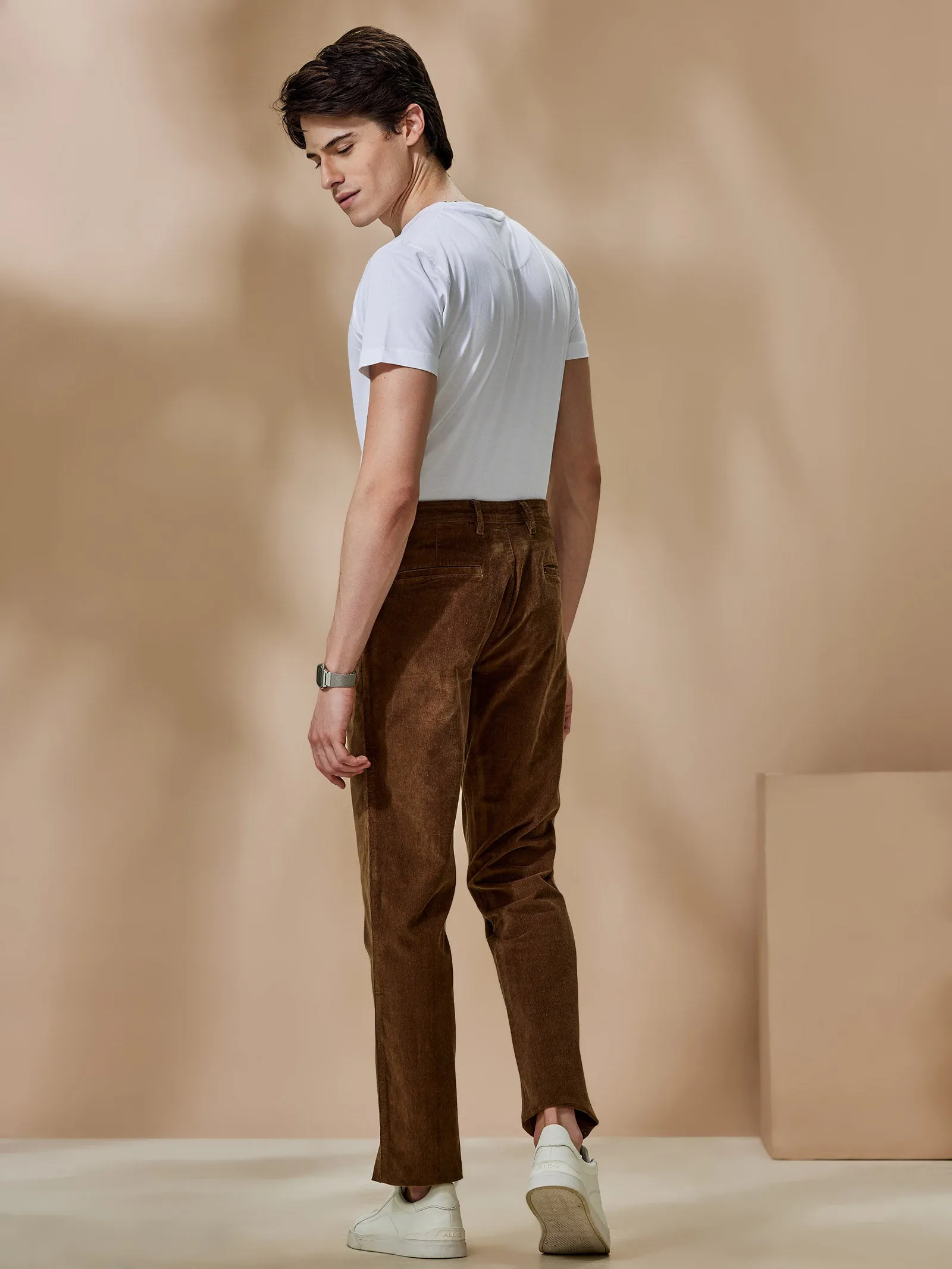 Brown Corduroy Stretch Relax Fit Trouser