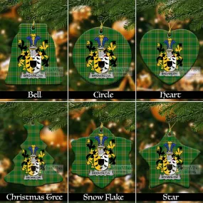 Brownlow Irish Clan Tartan Christmas Ceramic Ornament with Coat of Arms