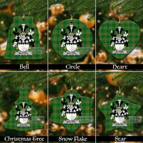 Burton Irish Clan Tartan Christmas Ceramic Ornament with Coat of Arms