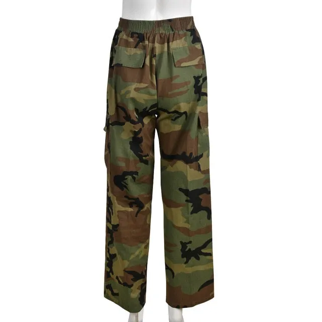 Camo Cargo Pencil Straight Pants