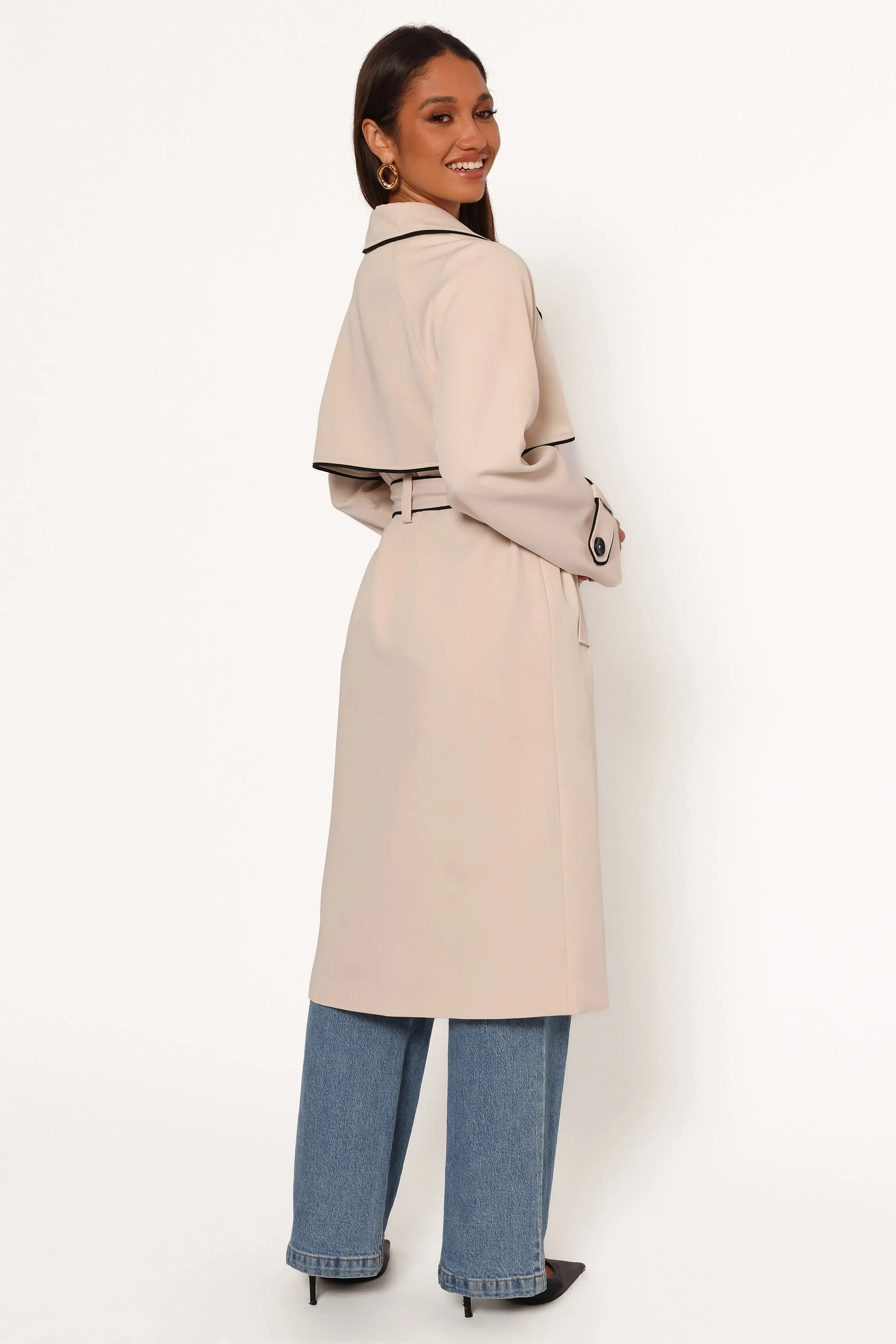 Cayenne Contrast Binding Trench Coat - Beige