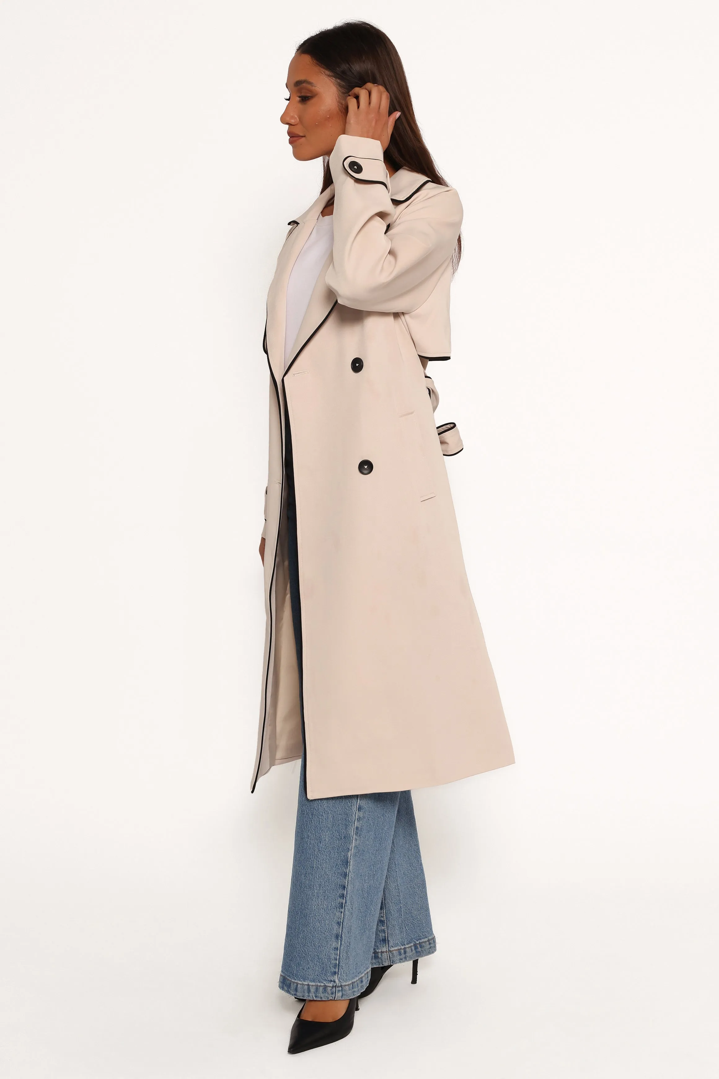 Cayenne Contrast Binding Trench Coat - Beige