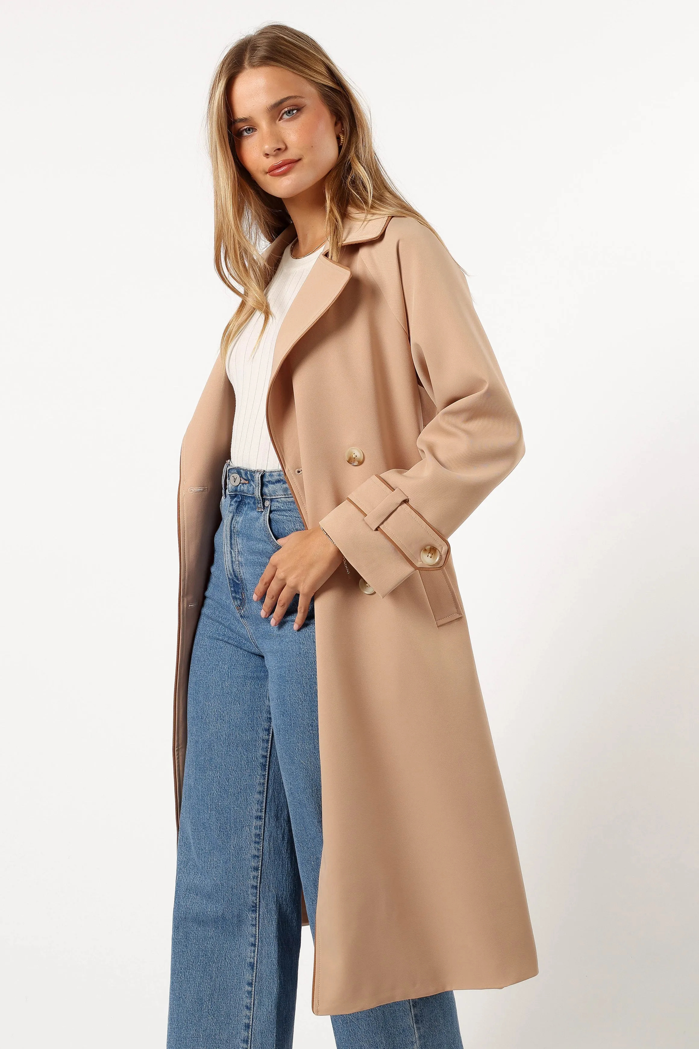 Cayenne Contrast Binding Trench Coat - Camel