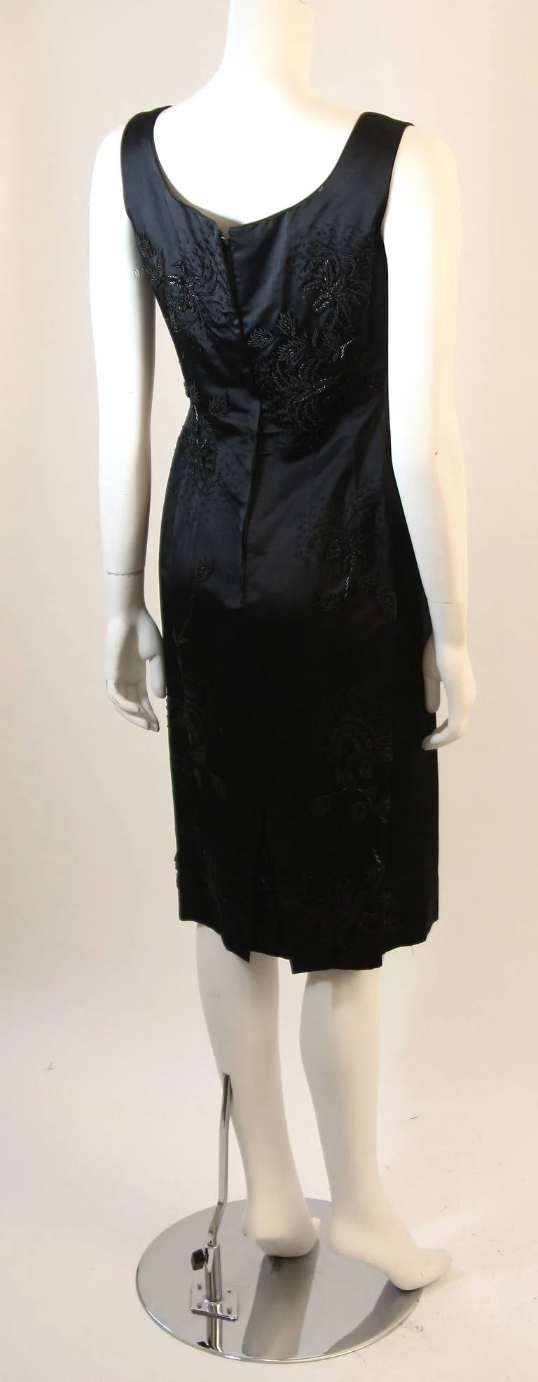 CHESTER & CO. 1950s Black Silk Cocktail Dress & Opera Coat Size 6