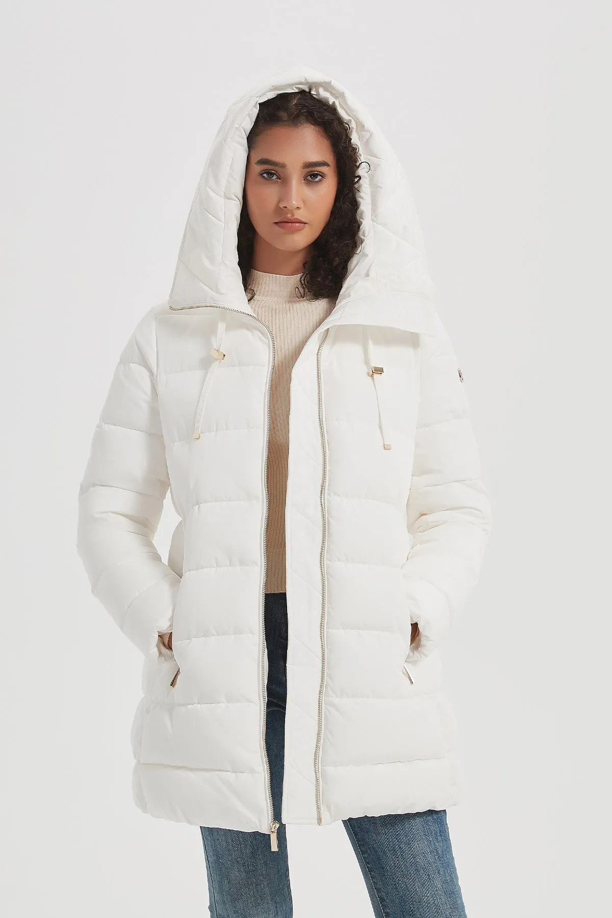 Cinch Waist Puffer Jacket & Coat with hood